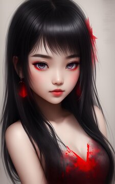 Ink Style chinese girl - Ai Generated