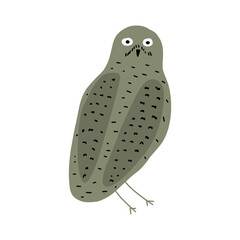 Cute hand drawn outlined owl. Forest bird. Perfect for t-shirt, apparel, cards, poster, nursery decoration. Vector Illustration