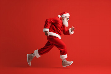 run man present christmas white santa isolated holiday gift red claus. Generative AI. - obrazy, fototapety, plakaty