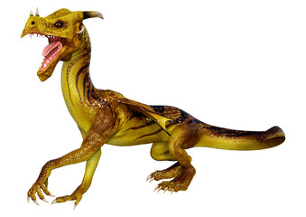 3D Rendering Fairy Tale Dragon on White