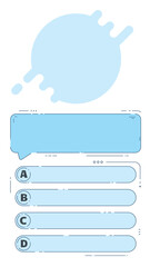 Vertical phone quiz app. Question and answers template from TV game. Test and quiz concept. Quiz game in tv. Background of blue and azure color, line style illustration