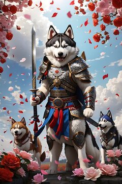 warrior dog standing in battle