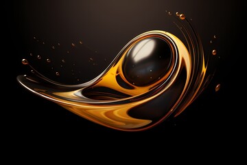 Olive or engine oil splash with waves luxury a Black Screen, generative ai