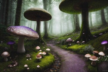 Fototapeta Fantastyczny, magiczny grzybowy las obraz