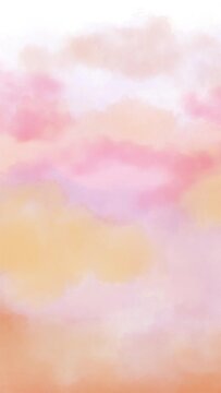 Autumn sky. Watercolor sunset clouds. Looping video background.