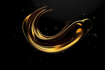 Olive or engine oil splash with waves luxury a Black Screen, generative ai