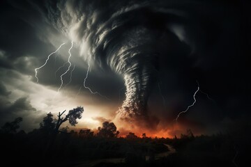 Dangerous tornado in Italy. Generative AI. - obrazy, fototapety, plakaty