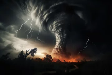 Tuinposter Dangerous tornado in Italy. Generative AI. © lukjonis