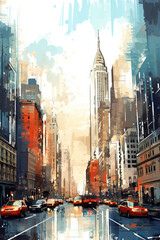 Fototapeta premium Abstract Painting of New York City created with GenAI