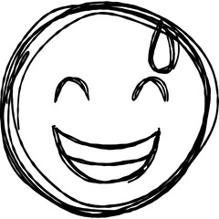 Scribble Emoji Grin With Sweat
