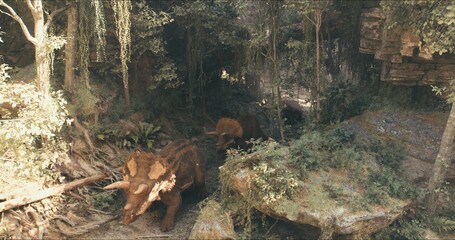 Triceratops walks through the jungle in search of food © BY Movie
