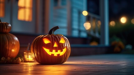 halloween pumpkin lantern - obrazy, fototapety, plakaty