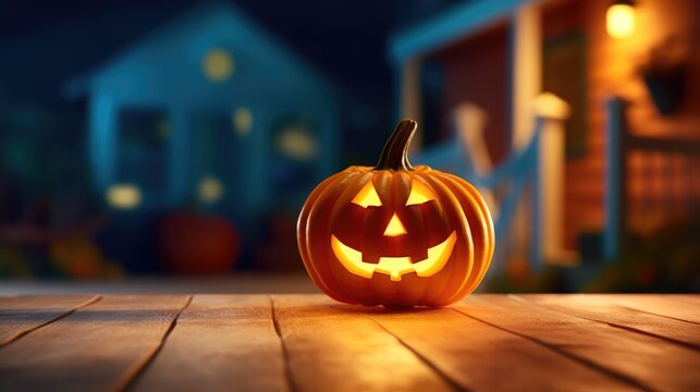 halloween pumpkin on a wooden floor