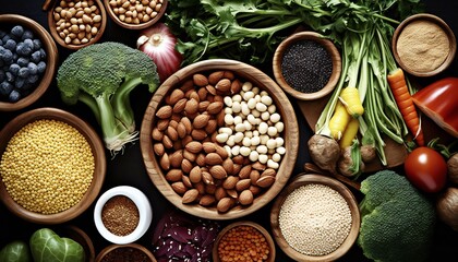 Healthy Superfoods Of Vegetables And Grains And Beans