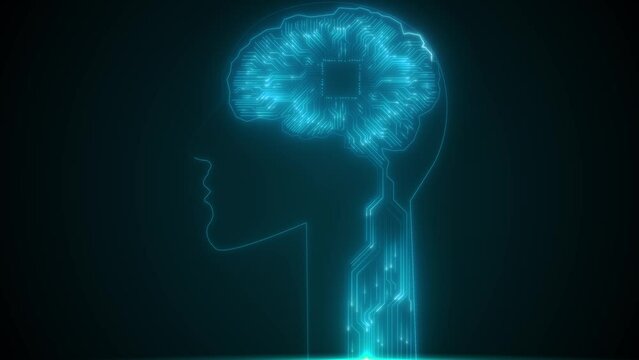 AI Learning and Artificial Intelligence. Business, technology, internet and networking concept. deep learning Brian print Circuit board Futuristic Cyber Technology Innovation. UI. Machine Learning.