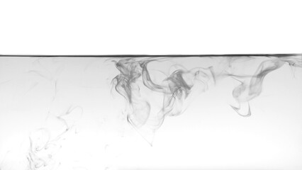 Black color or ink smoke on white background,Abstract smoke pattern,Colored liquid dye,Splash paint	