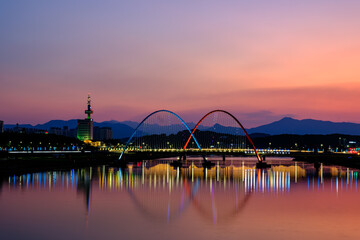 Scenic view of night scape of Daejeon City, South Korea