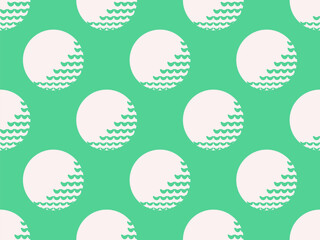 Golf ball seamless pattern. Golf ball on a green background in vintage style, two colors green and white. Design for typography, banners and posters, promotional items. Vector illustration
