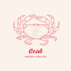 Seafood, crab,  logo, doodle, line art ,seafood illustration , crustacean , crabs , crustaceans, seafood , crawfish, watercolor, food illustrations