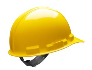 Back view of yellow safety helmet isolated