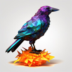 Colorful low poly geometric crow bird full body AI Generated Image