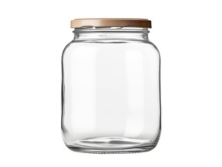 Transparent empty glass jar for food, conservation, liquids isolated on white background. 