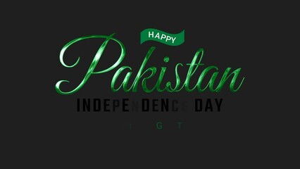 Happy Pakistan Independence Day greeting animation 2023, lettering with alpha background, for banner, social media feed wallpaper stories, Happy Independence Day Pakistan 14th august concept