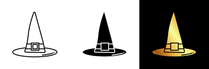 The Witch's Hat Icon represents a traditional pointed hat typically associated with witches in folklore and popular culture.