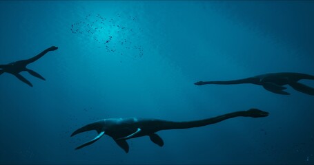 A predatory dinosaur living underwater went on an underwater hunt. © BY Movie