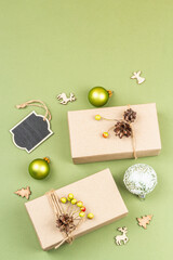 Zero waste gift concept. Handcrafted eco style, natural New Year, Thanksgiving, Valentines Day decor
