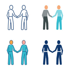 Cooperation or partnership icon set