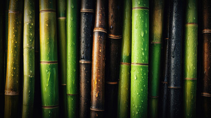 Fresh ripe sugarcane with shimmering waterdrops - obrazy, fototapety, plakaty