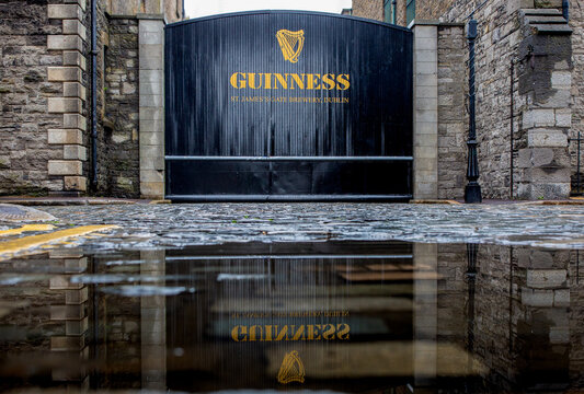 Dublin, Ireland - July 23rd 2023: Famous black gate at the Guinness Storehouse
