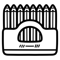 colored pencils line icon style