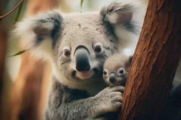 Foto op Plexiglas A koala cuddling with its baby © Ployker