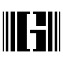 Black Letter G Icon with Vertical Stripes