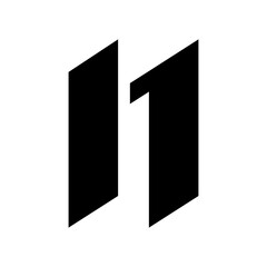 Black Letter N Icon with Parallelograms