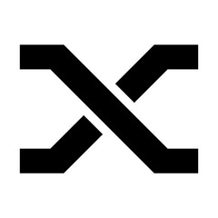 Black Letter X Icon with Crossing Lines