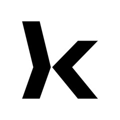 Obraz premium Black Lowercase Arrow Shaped Letter K Icon