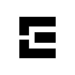 Black Rectangular Letter E Icon