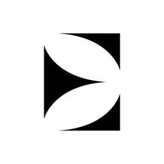 Black Uppercase Letter E Icon with Curvy Triangles