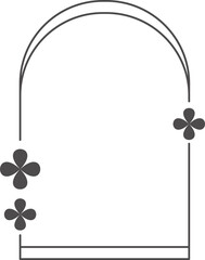 Aesthetic frame with stars. Minimal y2k outline graphic design with flowers. Abstract minimalistic arch border. Trendy boho geometric template.