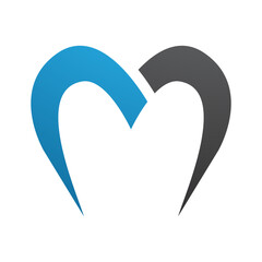Blue and Black Parachute Shaped Letter M Icon