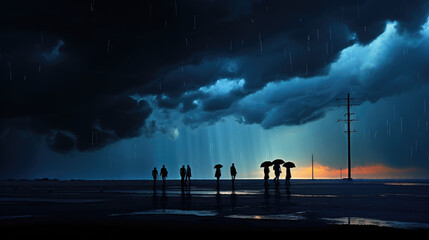 silhouette of a person on a beach  AI Generative