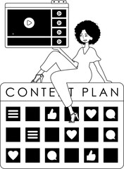 female child and message blueprint . sociable forte forwarding etymon . bootleg and White analogue overhead. Trendy style, Vector Illustration