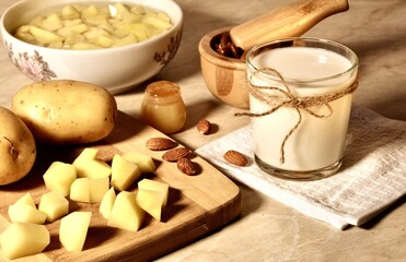 the ingredients for making potato milk