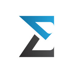 Blue and Black Sharp Elegant Letter E Icon