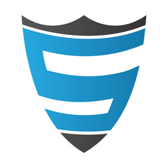 Blue and Black Shield Shaped Letter S Icon