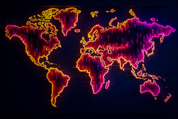 Carte du monde lumineuse - Générative IA	