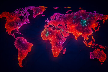 Carte du monde lumineuse - Générative IA	